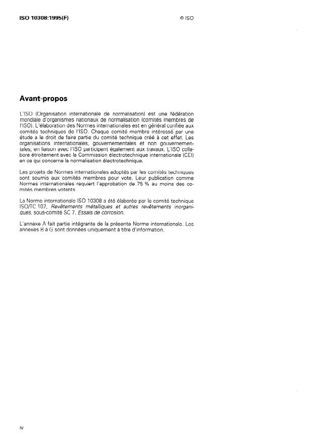 ISO 10308:1995 ISO 10308:1995 - Revetements métalliques -- Passage en revue des essais de porosité - Page 4 preview