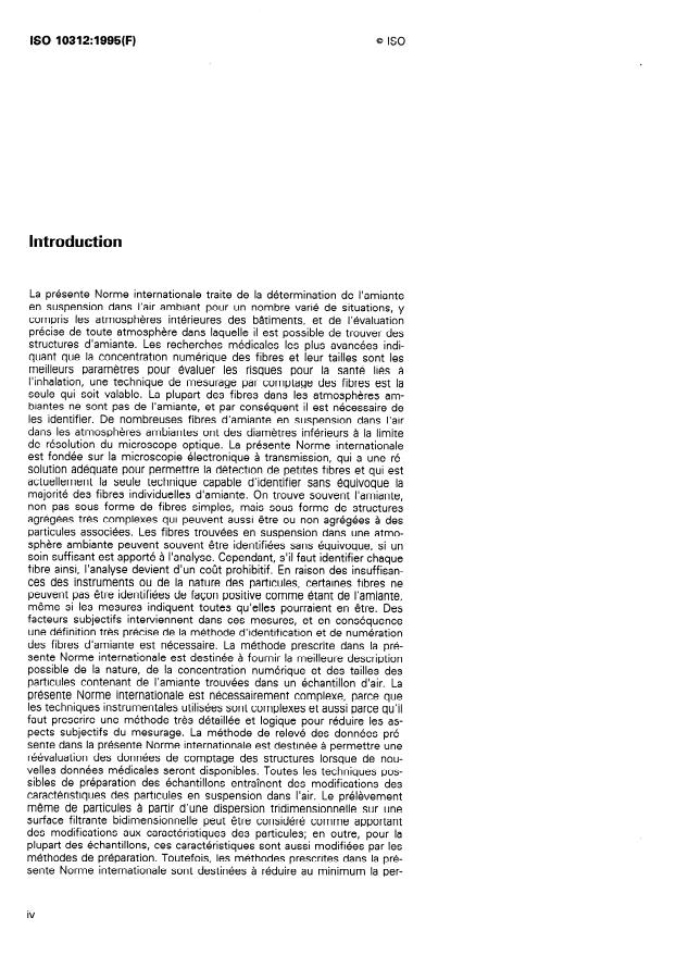 ISO 10312:1995 ISO 10312:1995 - Air ambiant -- Détermination des fibres d'amiante -- Méthode de microscopie électronique a transmission directe - Page 4 preview