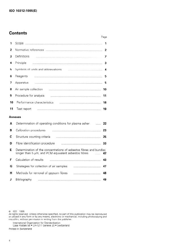 ISO 10312:1995 ISO 10312:1995 - Ambient air -- Determination of asbestos fibres -- Direct transfer transmission electron microscopy method - Page 2 preview