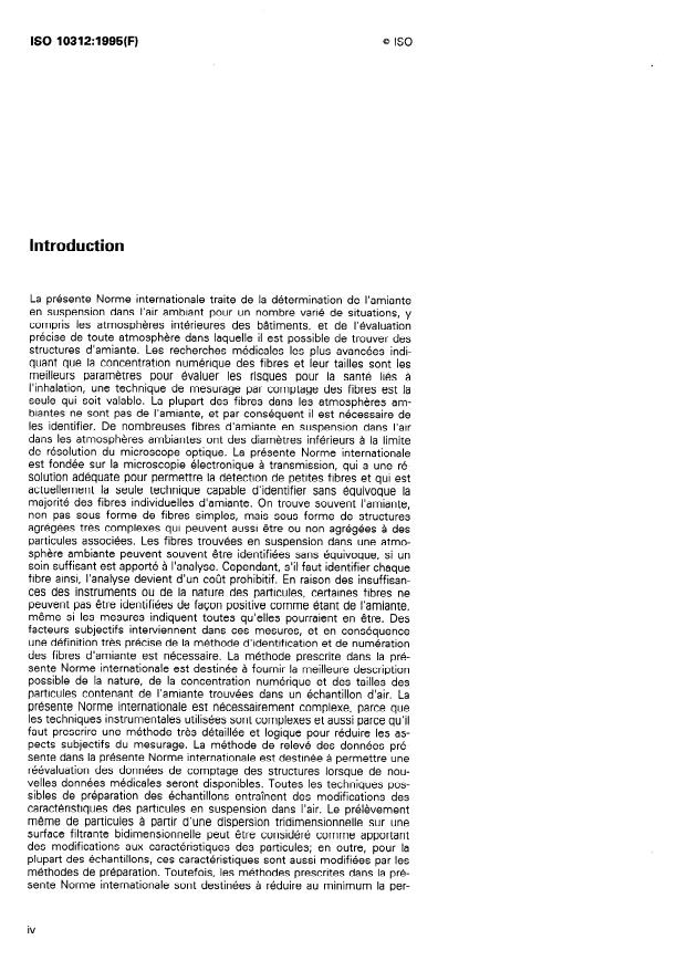 ISO 10312:1995 ISO 10312:1995 - Air ambiant -- Détermination des fibres d'amiante -- Méthode de microscopie électronique a transmission directe - Page 4 preview