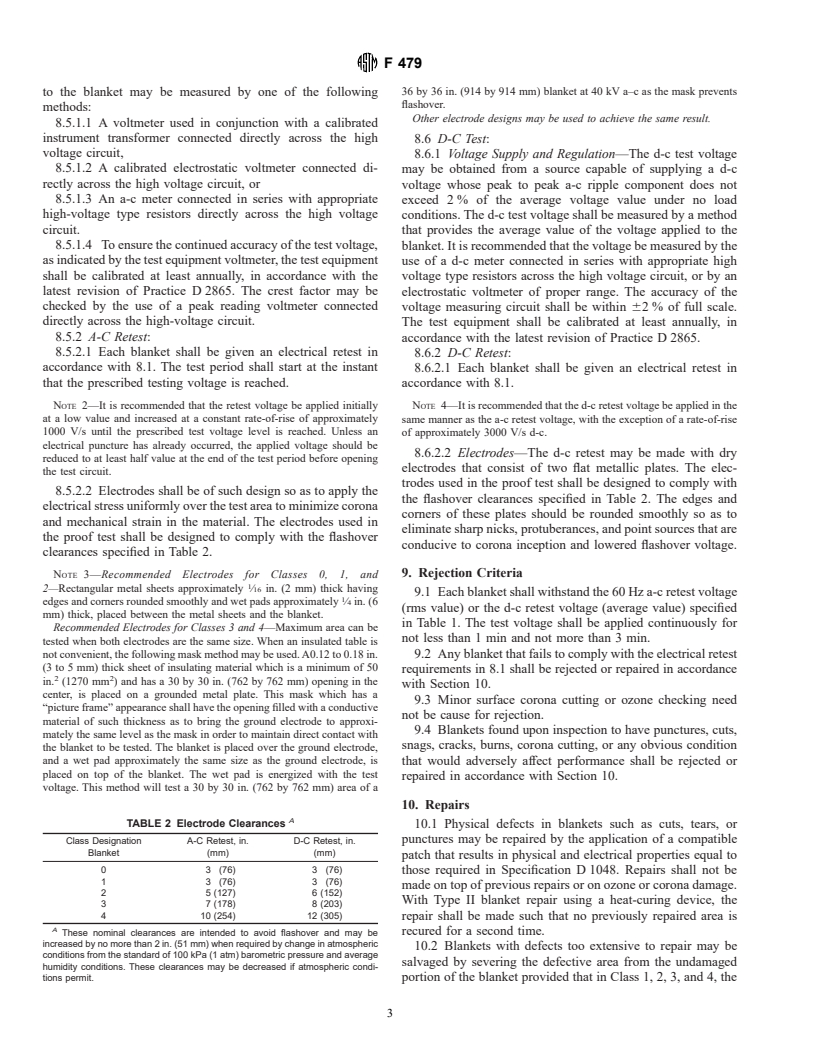 ASTM F479-95 - Standard Specification for In-Service Care of Insulating Blankets