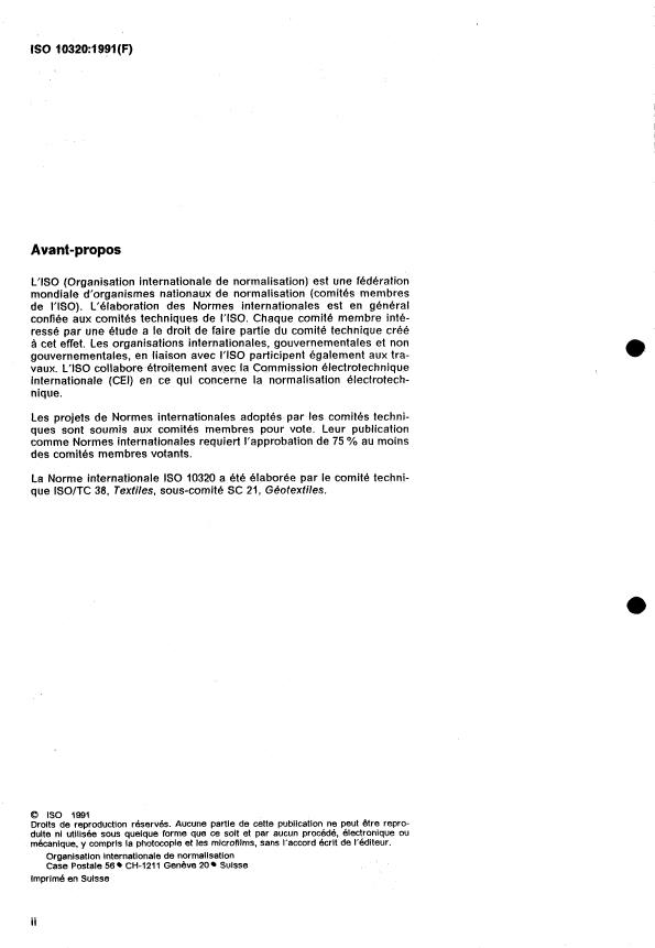 ISO 10320:1991 ISO 10320:1991 - Géotextiles -- Identification sur site - Page 2 preview