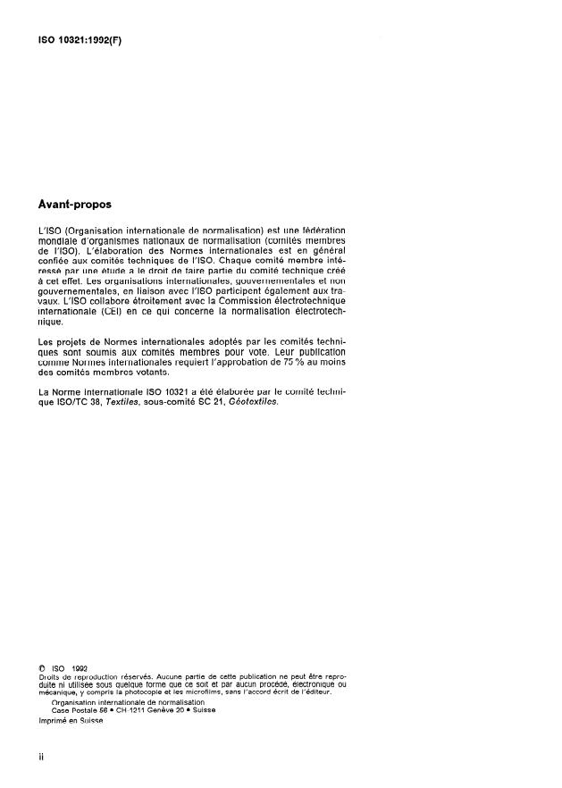 ISO 10321:1992 ISO 10321:1992 - Géotextiles -- Essai de traction pour joints/coutures par la méthode de la bande large - Page 2 preview