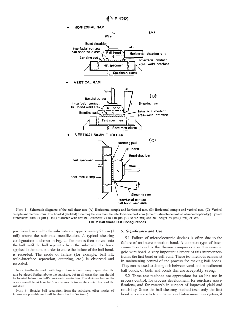 ASTM F1269-89(1995)e1 - Test Methods for Destructive Shear Testing of Ball Bonds