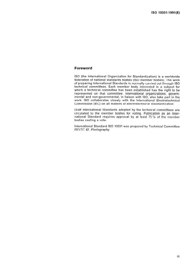 ISO 10331:1991 - Photography -- Unprocessed photographic films and papers -- Storage practices
