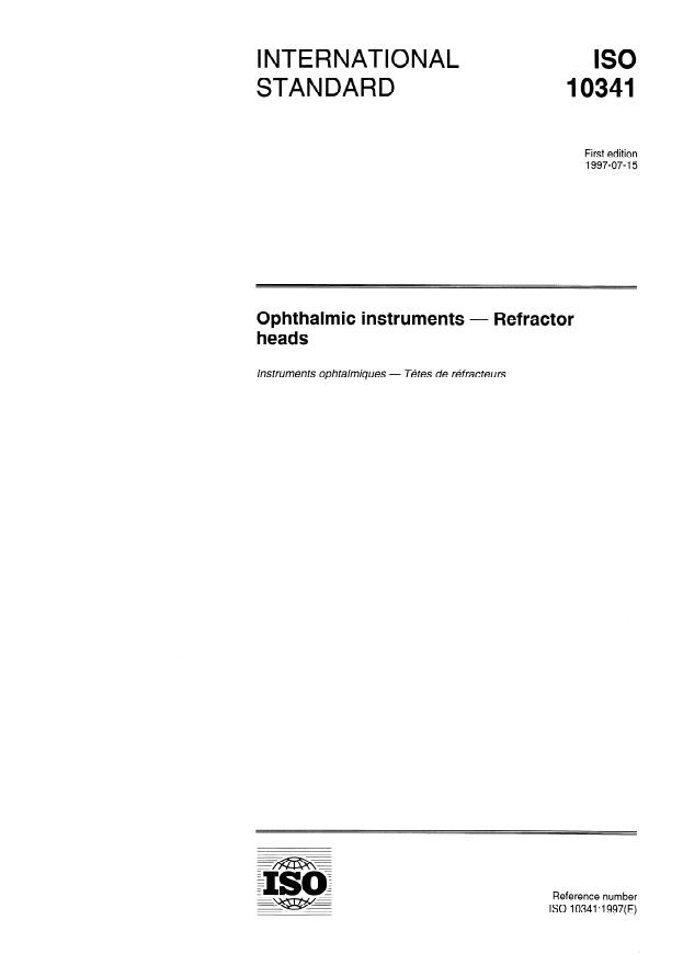 ISO 10341:1997 - Ophthalmic instruments -- Refractor heads