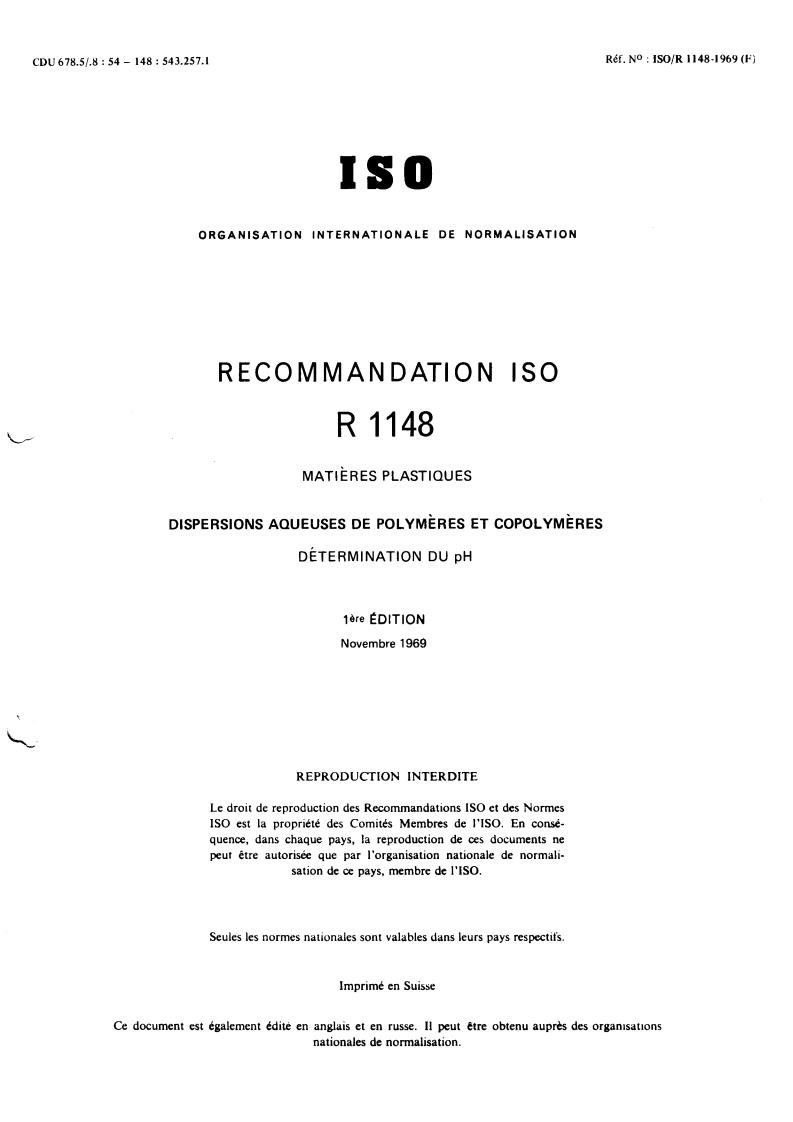 ISO/R 1148:1969 - Title missing - Legacy paper document
Released:1/1/1969