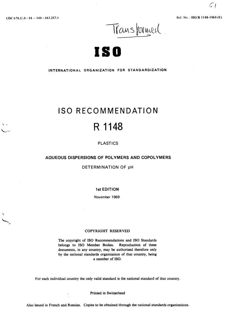 ISO/R 1148:1969 - Title missing - Legacy paper document
Released:1/1/1969