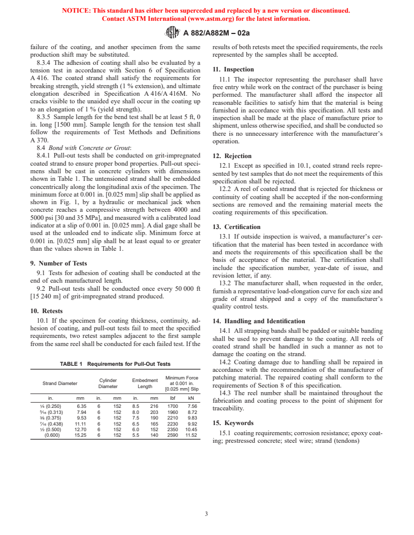 ASTM A882/A882M-02a - Standard Specification for Filled Epoxy-Coated Seven-Wire Prestressing Steel Strand