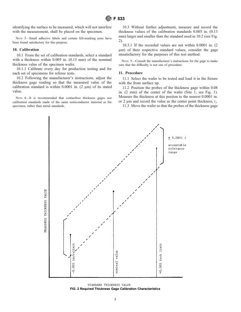 ASTM F533-96 - Standard Test Method for Thickness and Thickness Variation of Silicon Wafers