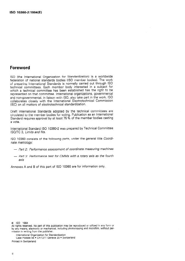 ISO 10360-2:1994 ISO 10360-2:1994 - Coordinate metrology - Page 2 preview
