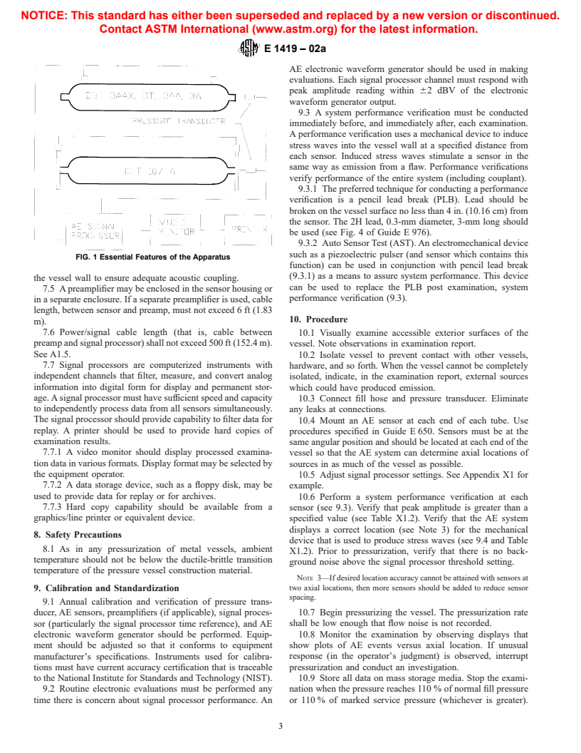 ASTM E1419-02a - Standard Test Method for Examination of Seamless, Gas- Filled, Pressure Vessels Using Acoustic Emission