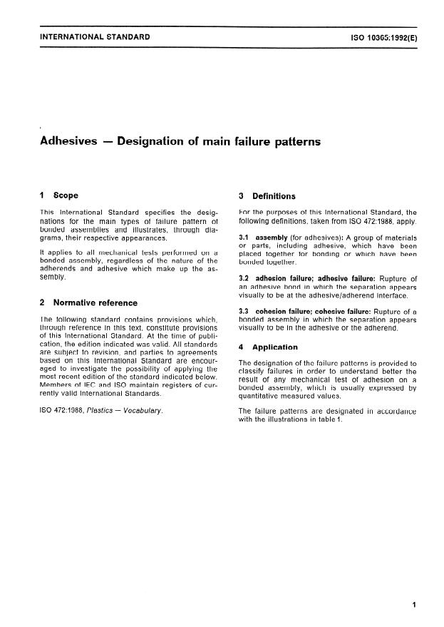 ISO 10365:1992 - Adhesives -- Designation of main failure patterns