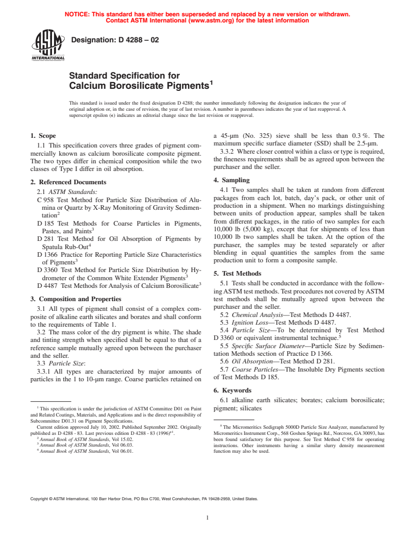 ASTM D4288-02 - Standard Specification for Calcium Borosilicate Pigments
