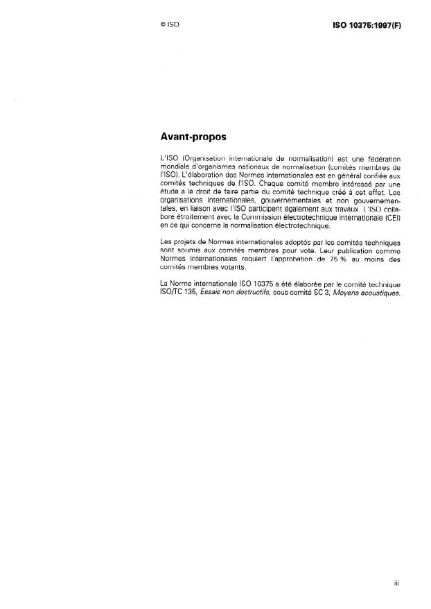 ISO 10375:1997 - Essais non destructifs -- Contrôle par ultrasons - - Caractérisation des traducteurs et des champs acoustiques