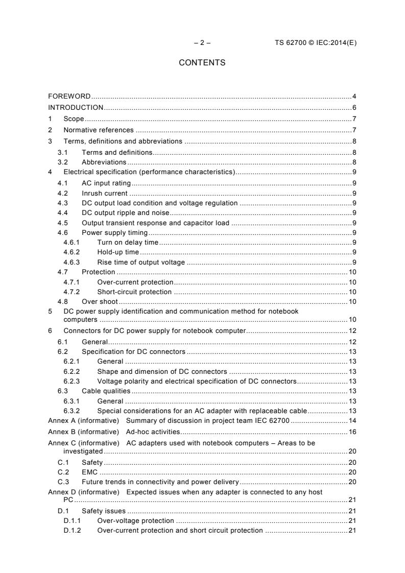 IEC TS 62700:2014 IEC TS 62700:2014 - DC power supply for notebook computers - Page 4 preview