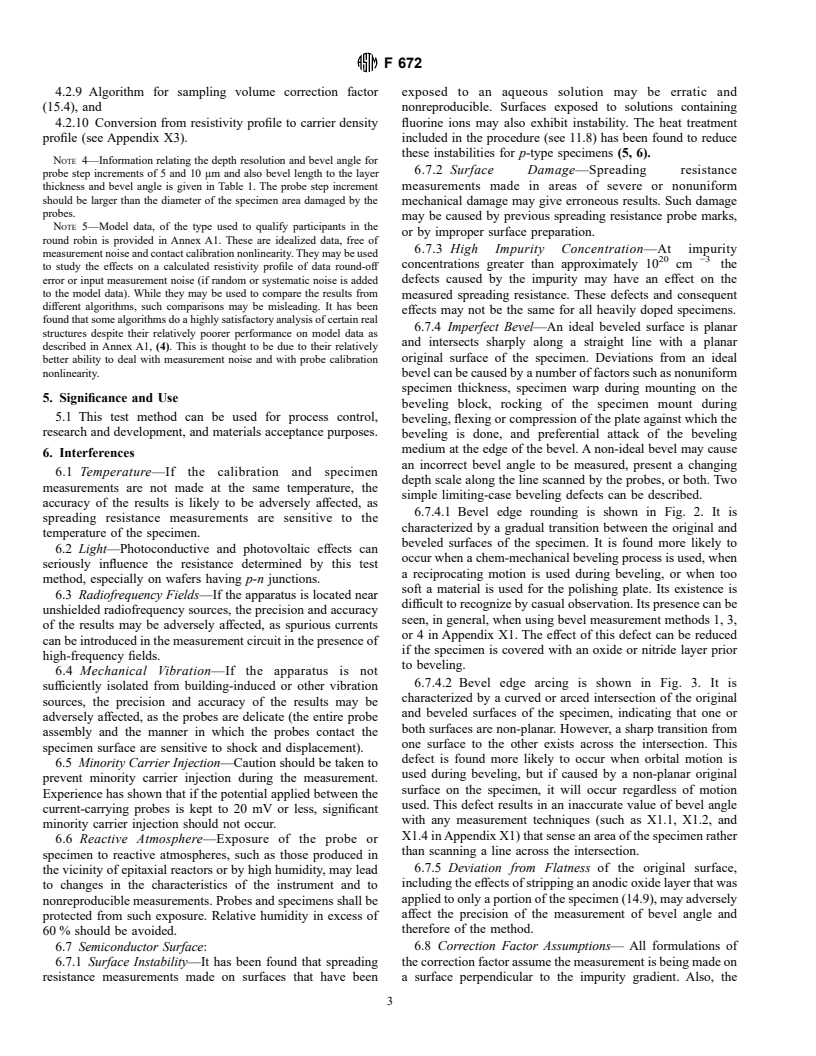 ASTM F672-88(1995)e1 - Standard Test Method for Measuring Resistivity Profiles Perpendicular to the Surface of a Silicon Wafer Using a Spreading Resistance Probe