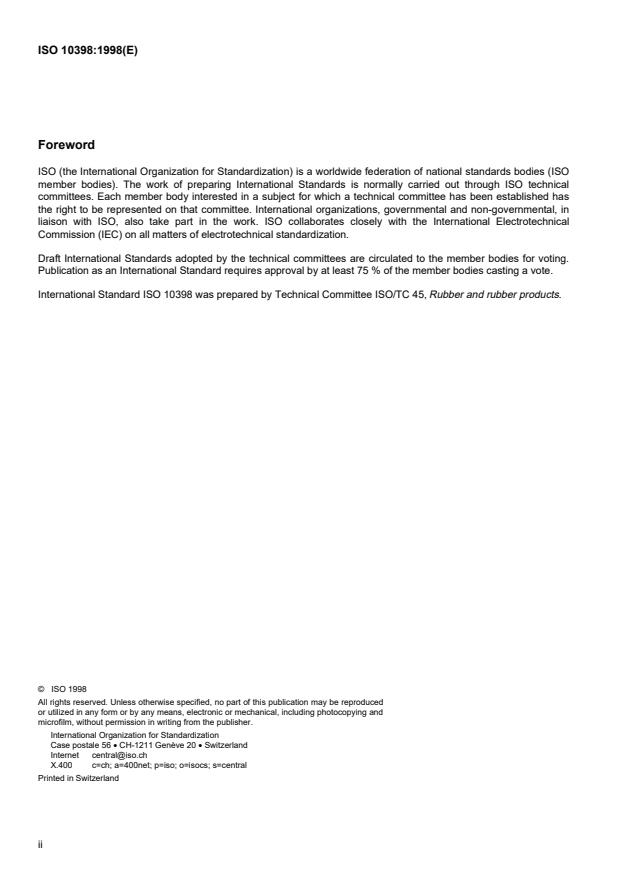 ISO 10398:1998 ISO 10398:1998 - Rubber -- Identification of accelerators in cured and uncured compounds - Page 2 preview