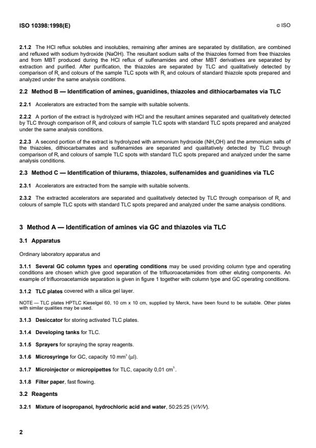 ISO 10398:1998 ISO 10398:1998 - Rubber -- Identification of accelerators in cured and uncured compounds - Page 4 preview