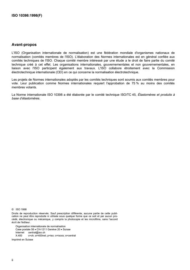 ISO 10398:1998 ISO 10398:1998 - Caoutchouc -- Identification des accélérateurs dans les mélanges vulcanisés ou non - Page 2 preview