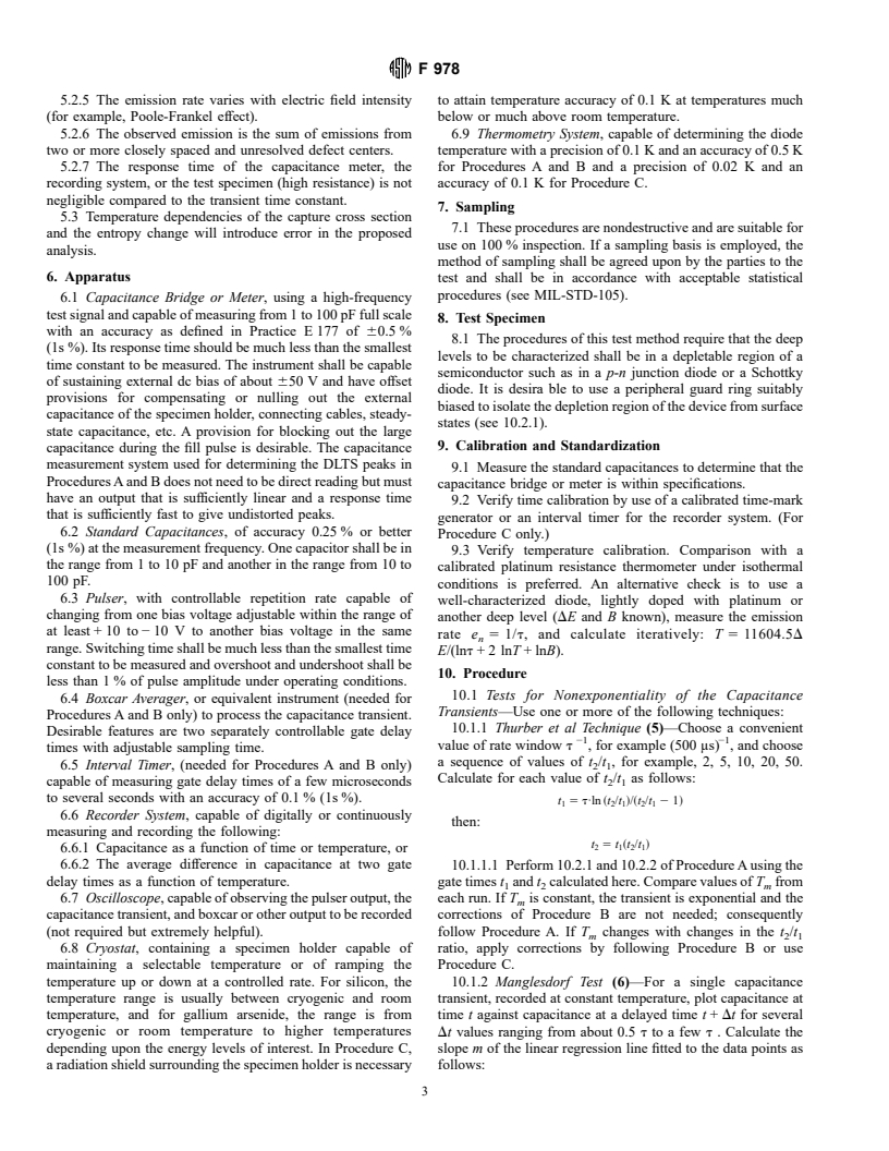 ASTM F978-90(1996)e1 - Standard Test Method for Characterizing Semiconductor Deep Levels by Transient Capacitance Techniques