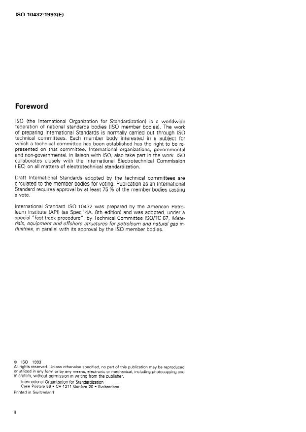 ISO 10432:1993 ISO 10432:1993 - Petroleum and natural gas industries -- Subsurface safety valve equipment -- Specification - Page 2 preview