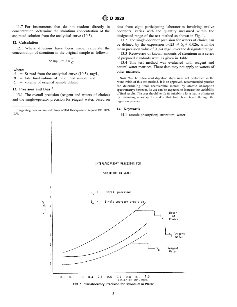 ASTM D3920-92(1996) - Standard Test Method for Strontium in Water
