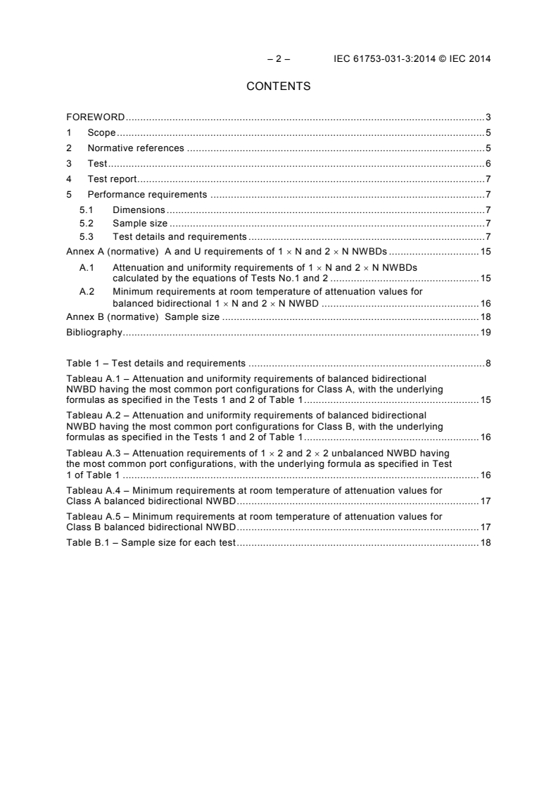 IEC 61753-031-3:2014 IEC 61753-031-3:2014 - Fibre optic interconnecting devices and passive components - Performance standard - Part 031-3: Non-connectorized single-mode 1×N and 2×N non-wavelength-selective branching devices for Category U - Uncontrolled environment
Released:12/16/2014
Isbn:9782832218198 - Page 4 preview