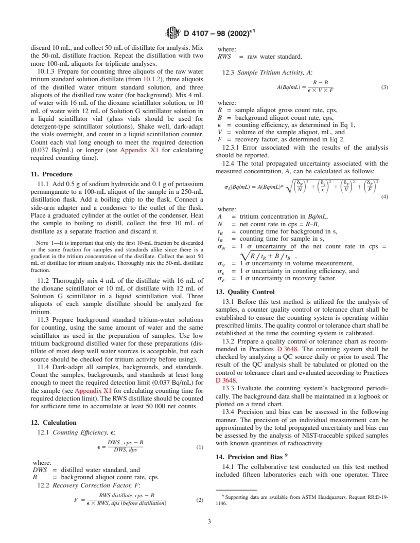 ASTM D4107-98(2002)e1 - Standard Test Method for Tritium in Drinking Water