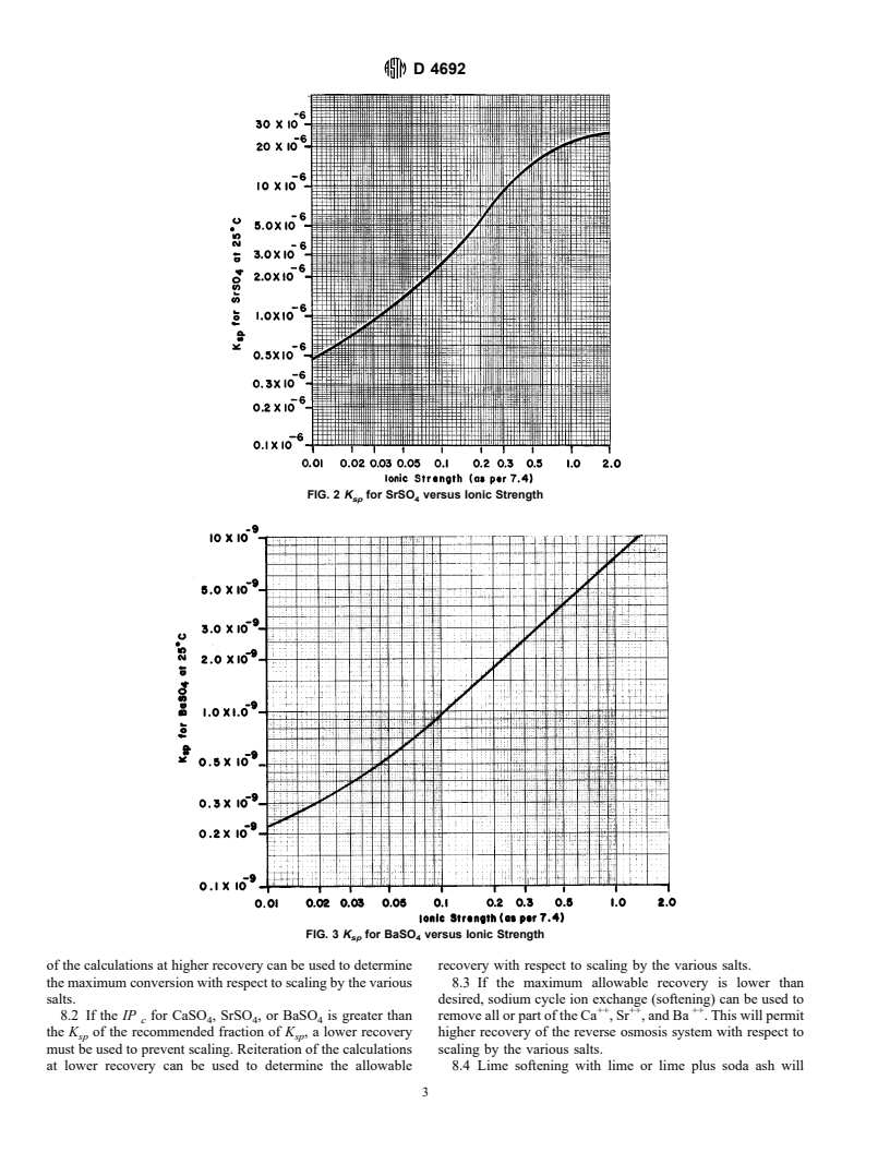 ASTM D4692-87(1996) - Standard Practice for Calculation and Adjustment of Sulfate Scaling Salts (CaSO<sub>4</sub>, SrSO<sub>4</sub>, and BaSO<sub>4</sub>) for Reverse Osmosis and Nanofiltration