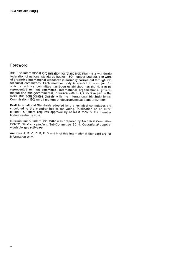 ISO 10460:1993 ISO 10460:1993 - Welded carbon steel gas cylinders -- Periodic inspection and testing - Page 4 preview