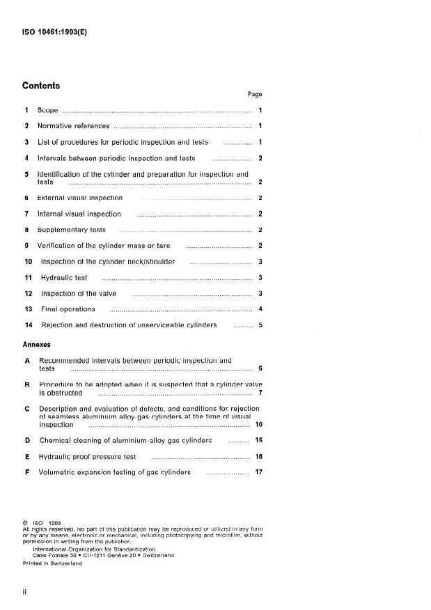 ISO 10461:1993 ISO 10461:1993 - Seamless aluminium-alloy gas cylinders -- Periodic inspection and testing - Page 2 preview