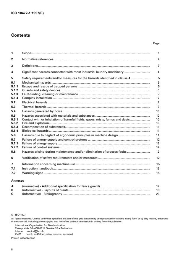 ISO 10472-1:1997 ISO 10472-1:1997 - Safety requirements for industrial laundry machinery - Page 2 preview