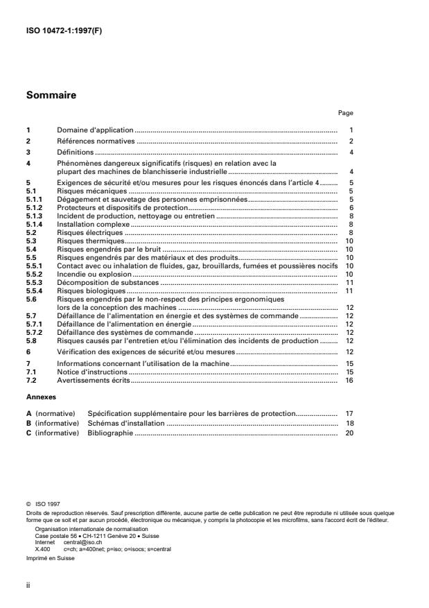ISO 10472-1:1997 ISO 10472-1:1997 - Exigences de sécurité pour les machines de blanchisserie industrielle - Page 2 preview