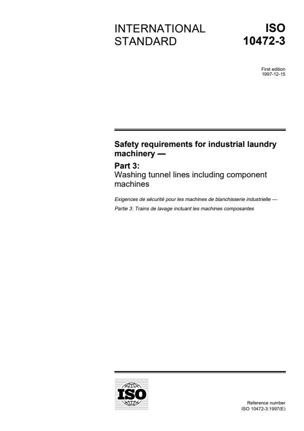 ISO 10472-3:1997 - Safety requirements for industrial laundry machinery