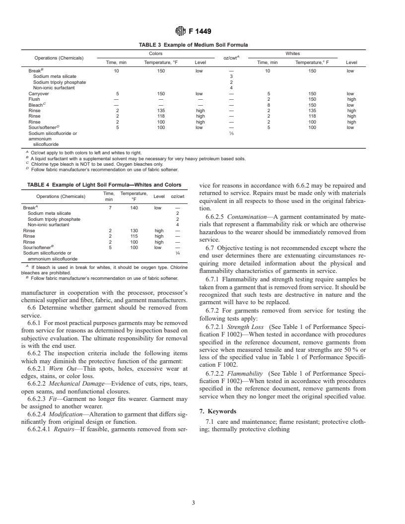 ASTM F1449-92(2000)e1 - Standard Guide for Care and Maintenance of Flame, Thermally and Arc Resistant Clothing