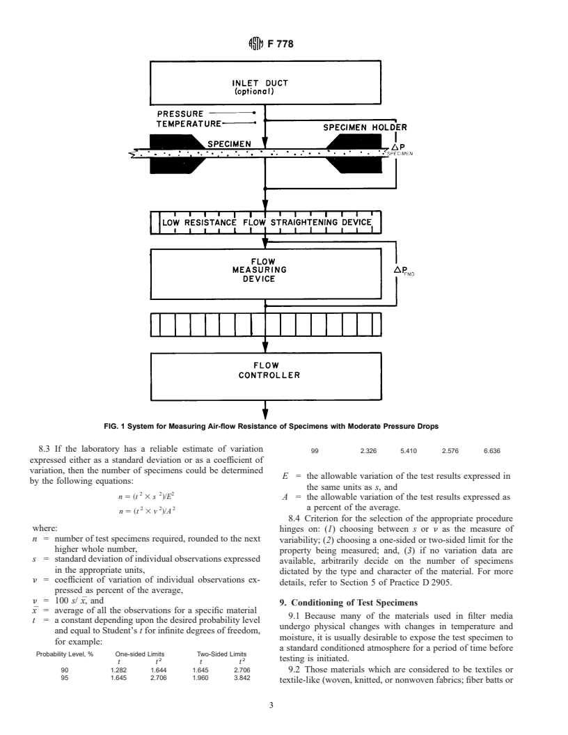 ASTM F778-88(1993) - Standard Methods for Gas Flow Resistance Testing of Filtration Media