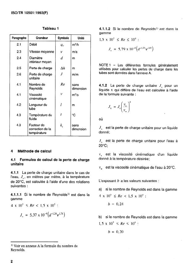 ISO/TR 10501:1993 ISO/TR 10501:1993 - Tubes en matieres thermoplastiques pour le transport de liquides sous pression -- Calcul des pertes de charge - Page 4 preview