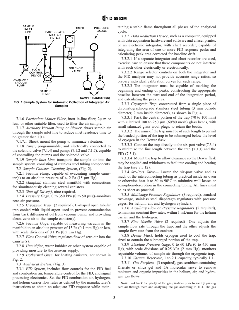 ASTM D5953M-96 - Standard Test Method for Determination of Non-Methane Organic Compounds (NMOC) in Ambient Air Using Cryogenic Preconcentration and Direct Flame Ionization Detection Method (Metric)