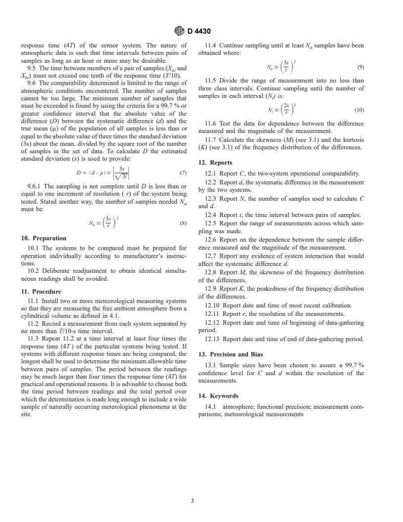 ASTM D4430-00 - Standard Practice for Determining the Operational Comparability of Meteorological Measurements