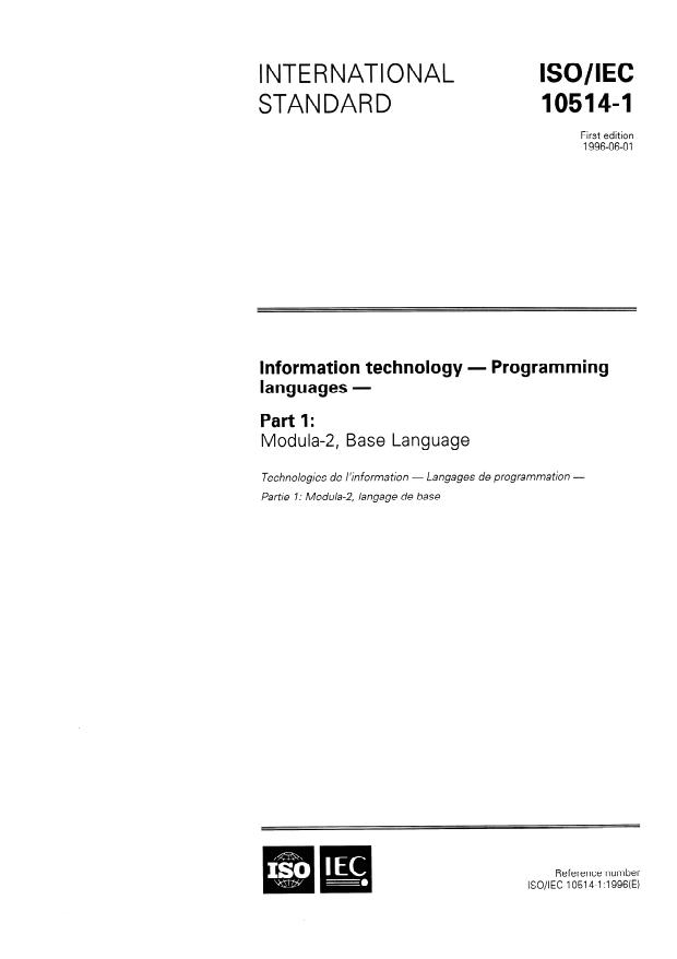 ISO/IEC 10514-1:1996 - Information technology -- Programming languages