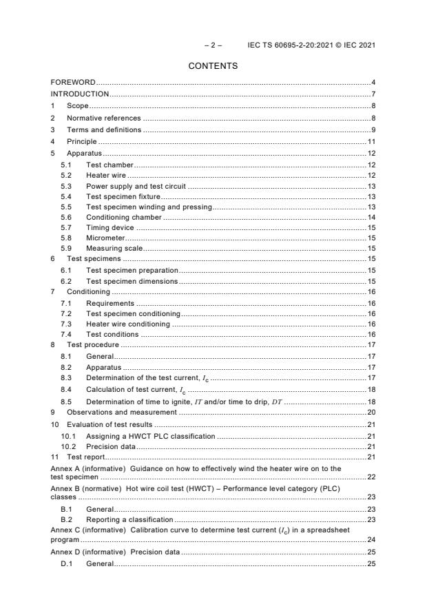 IEC TS 60695-2-20:2021 IEC TS 60695-2-20:2021 - Fire hazard testing - Part 2-20: Glowing/hot-wire based test methods - Hot wire coil test method - Apparatus, verification, test method and guidance - Page 4 preview