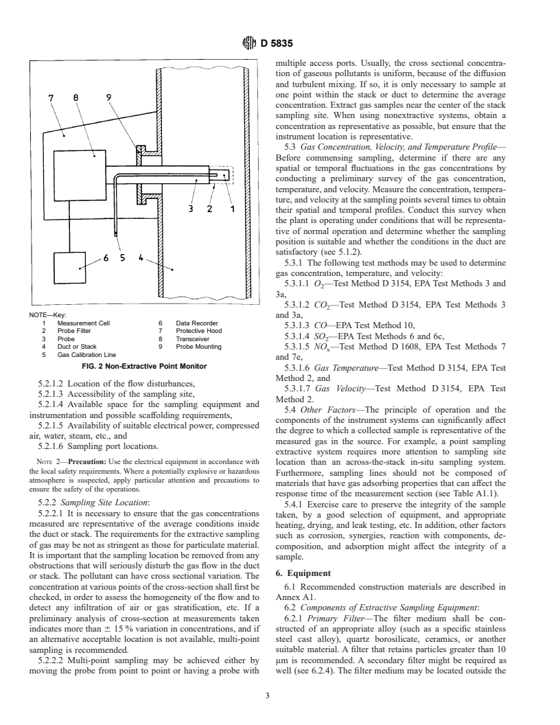 ASTM D5835-95 - Standard Practice for Sampling Stationary Source Emissions for the Automated Determination of Gas Concentrations