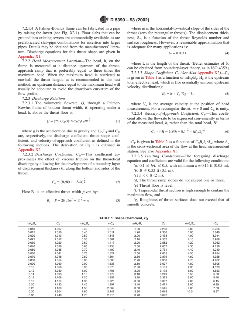 ASTM D5390-93(2002) - Standard Test Method for Open-Channel Flow Measurement of Water with Palmer-Bowlus Flumes