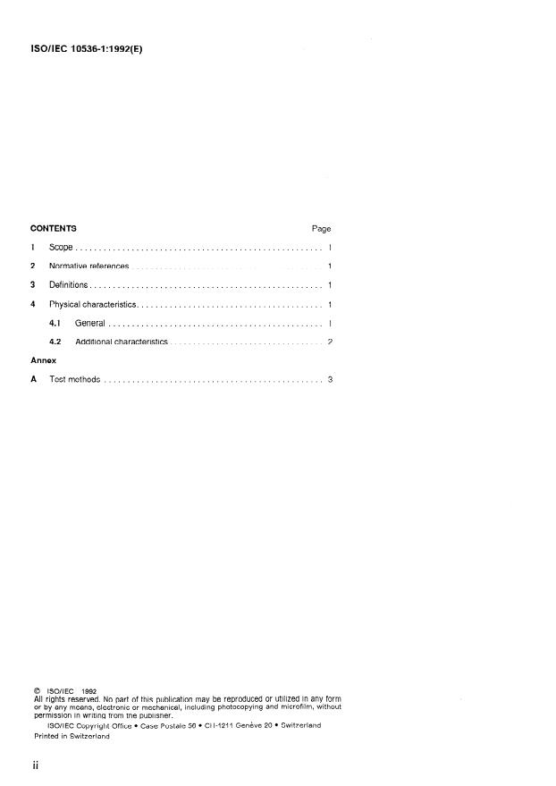 ISO/IEC 10536-1:1992 ISO/IEC 10536-1:1992 - Identification cards -- Contactless integrated circuit(s) cards - Page 2 preview