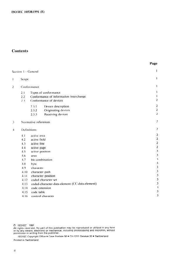 ISO/IEC 10538:1991 ISO/IEC 10538:1991 - Information technology -- Control functions for text communication - Page 2 preview