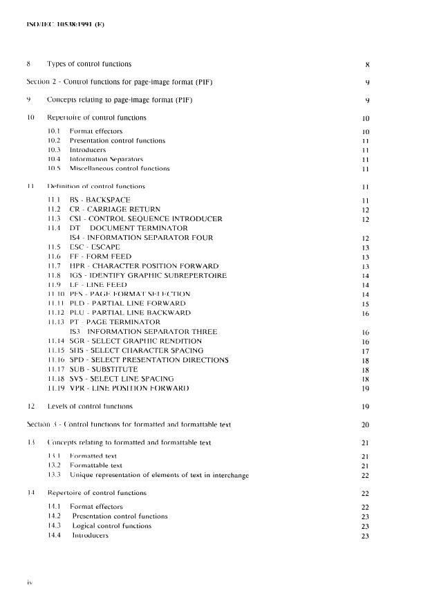 ISO/IEC 10538:1991 ISO/IEC 10538:1991 - Information technology -- Control functions for text communication - Page 4 preview