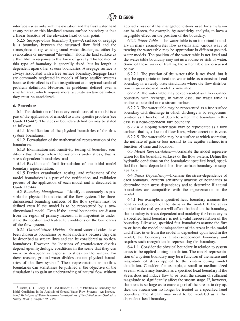 ASTM D5609-94(2002) - Standard Guide for Defining Boundary Conditions in Ground-Water Flow Modeling