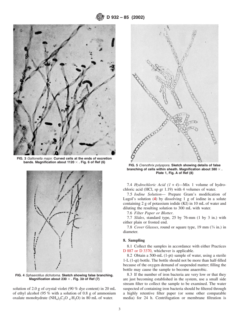 ASTM D932-85(2002) - Standard Test Method for Iron Bacteria in Water and Water-Formed Deposits