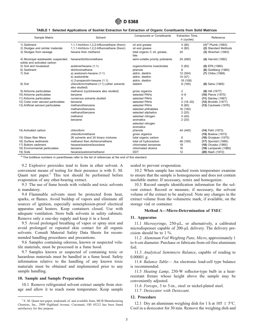 ASTM D5368-93 - Standard Test Methods for Gravimetric Determination of Total Solvent Extractable Content (TSEC) of Solid Waste Samples